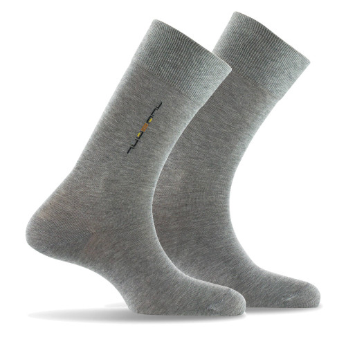 Lot de 2 paires de mi chaussettes homme fil d'écosse gris