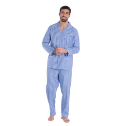 Pyjama long à carreaux en coton tissé