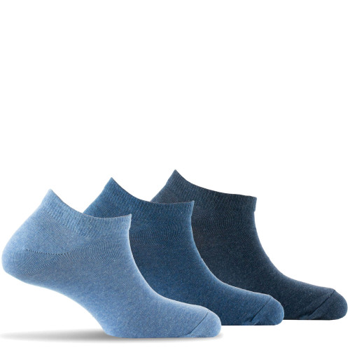 Lot de 3 paires d'invisibles en coton, petites chaussettes bleu