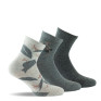 Lot de 3 paires de socquettes fantaisies en coton libellules, arabesque et unie coloris gris