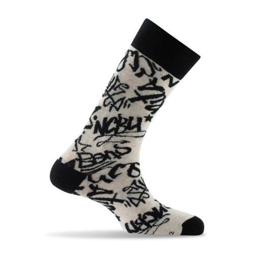 Mi-chaussettes homme coton jersey graff Made in France coloris beige