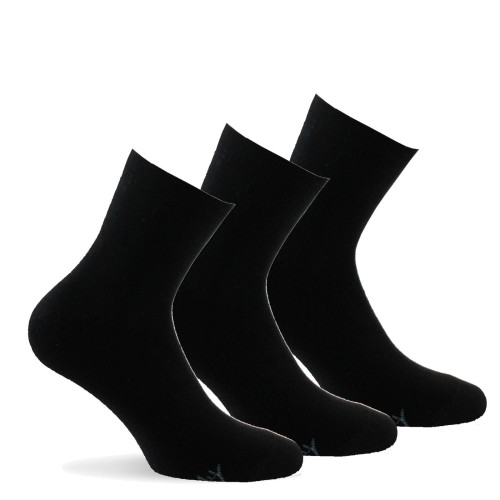 Lot de 3 paires de socquettes femme en coton noir.