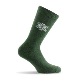 Mi-chaussettes fantaisie femme en laine bracelet jacquard coloris vert.