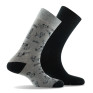 Lot de 2 paires de mi-chaussettes homme fantaisie motif All over dog et uni